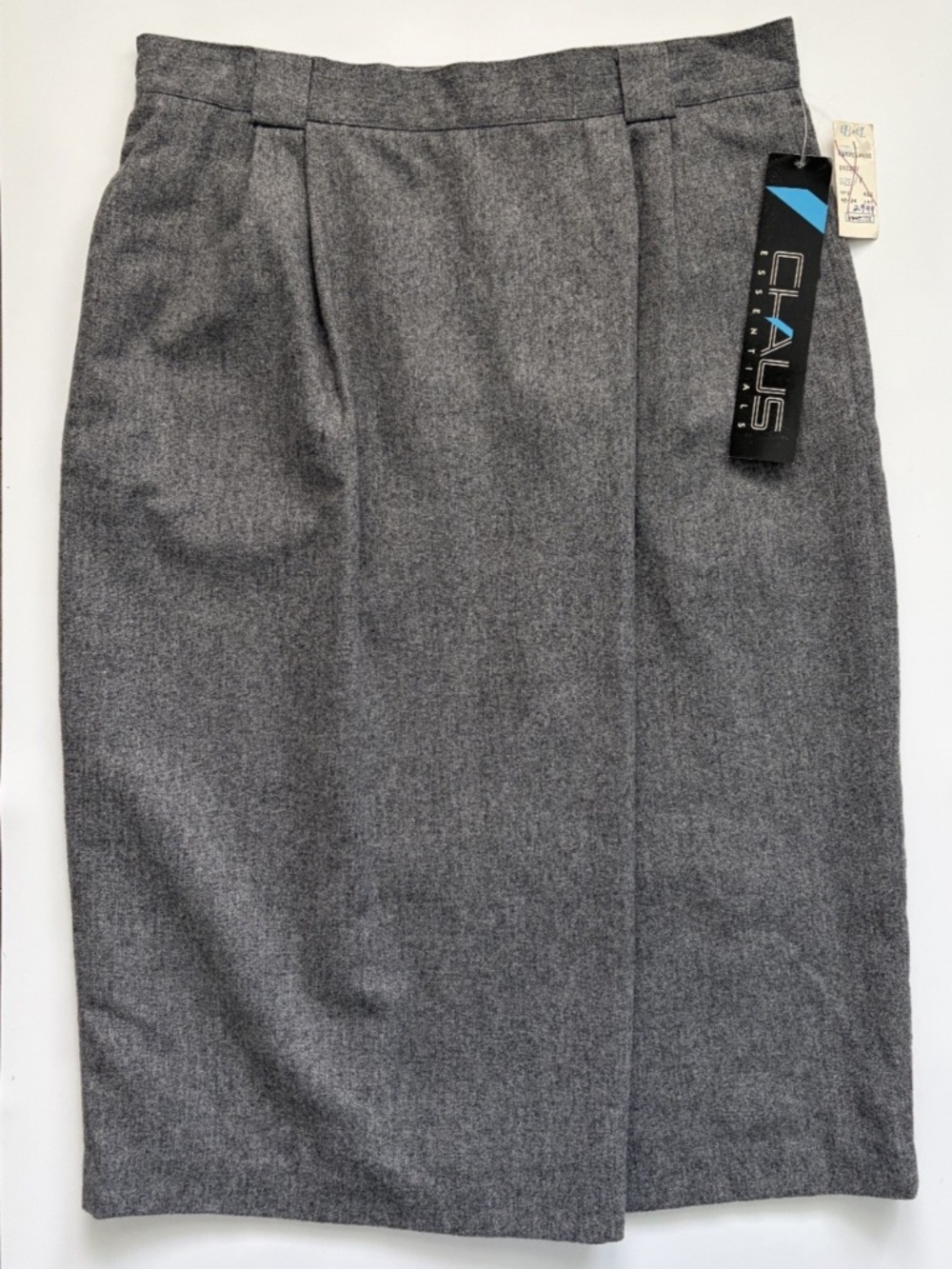 New VTG Chaus Women's 16 Gray Wool Pencil Skirt 90s Preppy Classic Lined Pockets